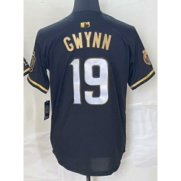 SD.Padres #19 Tony Gwynn Black-1 Stitched Jersey