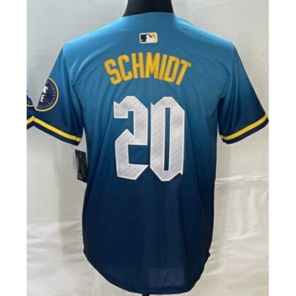 P.Phillies #20 Mike Schmidt Blue City Connect Stitched Jersey