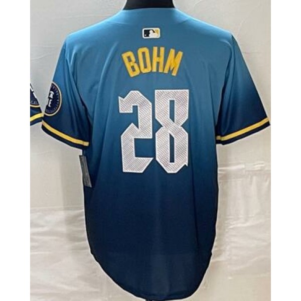 P.Phillies #28 Alec Bohm Blue City Connect Stitched Jersey