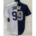 NY.Yankees #99 Aaron Judge Navy/White Split Stitched Jersey