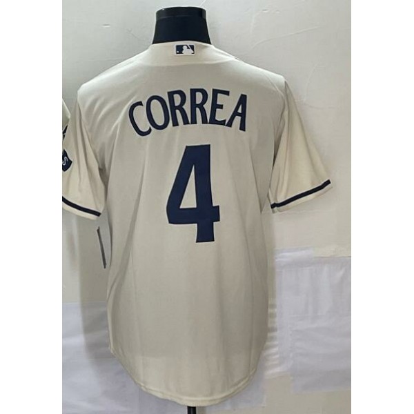 M.Twins #4 Carlos Correa Cream Stitched Jersey