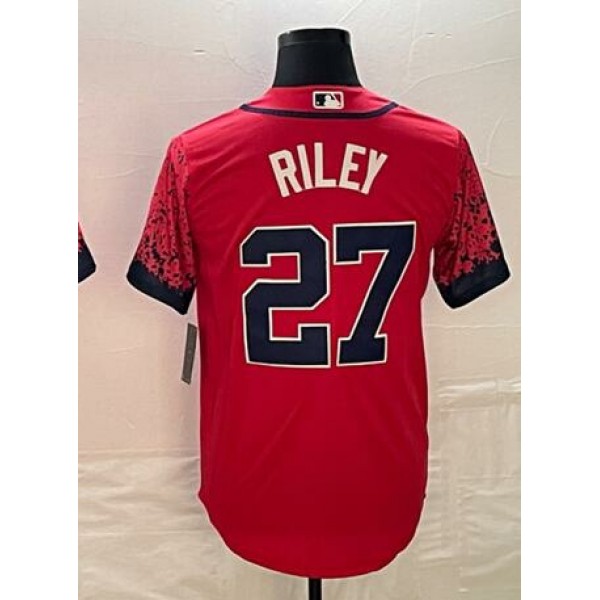 A.Braves #27 Austin Riley Red City Connect Stitched Jersey