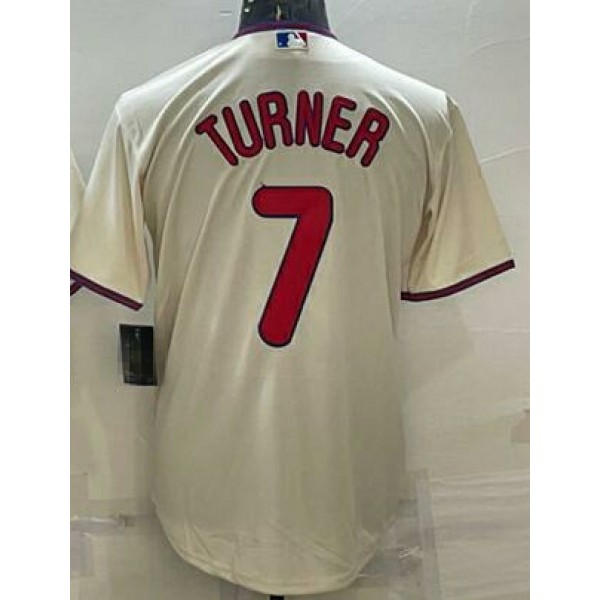 P.Phillies #7 Trea Turner Cream Stitched Jersey