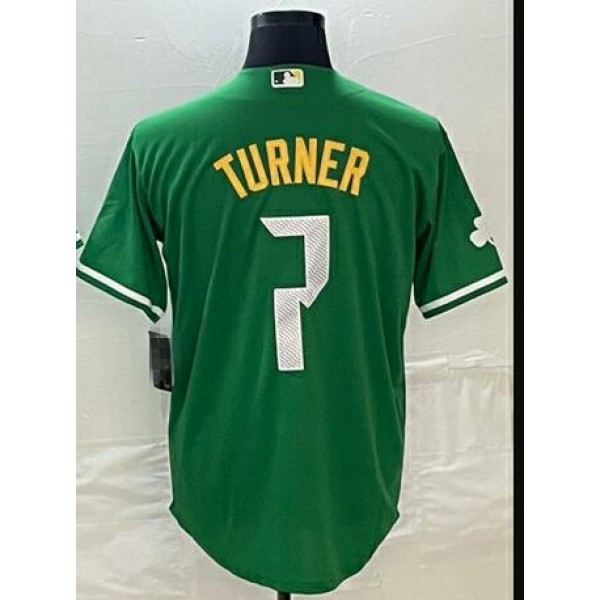 P.Phillies #7 Trea Turner (yellow name) Green City Connect Stitched Jersey