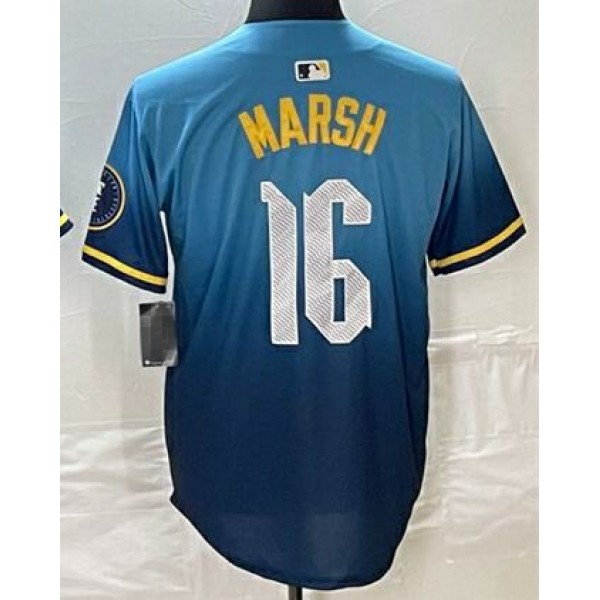 P.Phillies #16 Brandon Marsh Blue City Connect Stitched Jersey