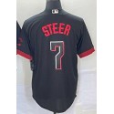 C.Reds #7 Spencer Steer Black City Connect Stitched jersey