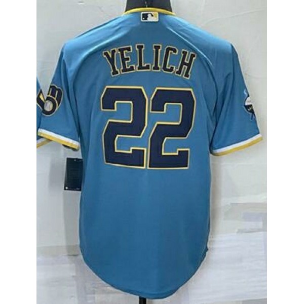 M.Brewers #22 Christian Yelich Powder Blue City Connect Stitched Jersey