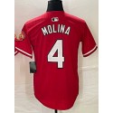 A.Cardinals #4 Yadier Molina Red Stitched Jersey