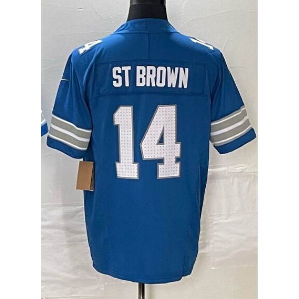 D.Lions #14 Amon-Ra St. Brown Blue-1 Stitched jersey