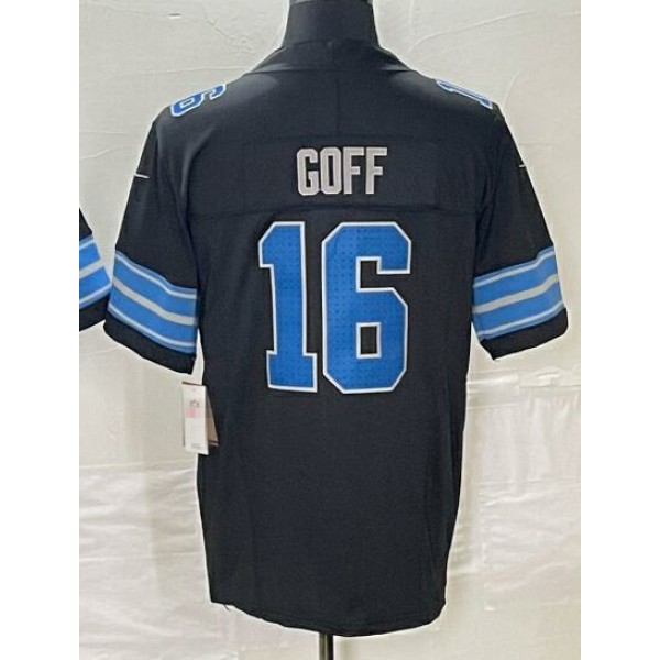 D.Lions #16 Jared Goff Black-1 Stitched jersey