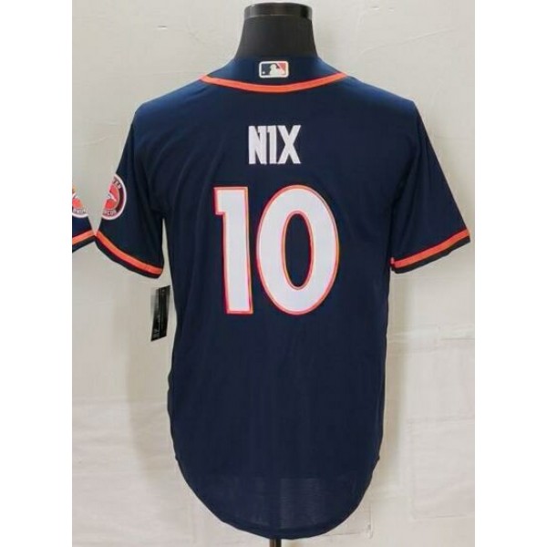 D.Broncos #10 Bo Nix Navy CB Stitched Jersey