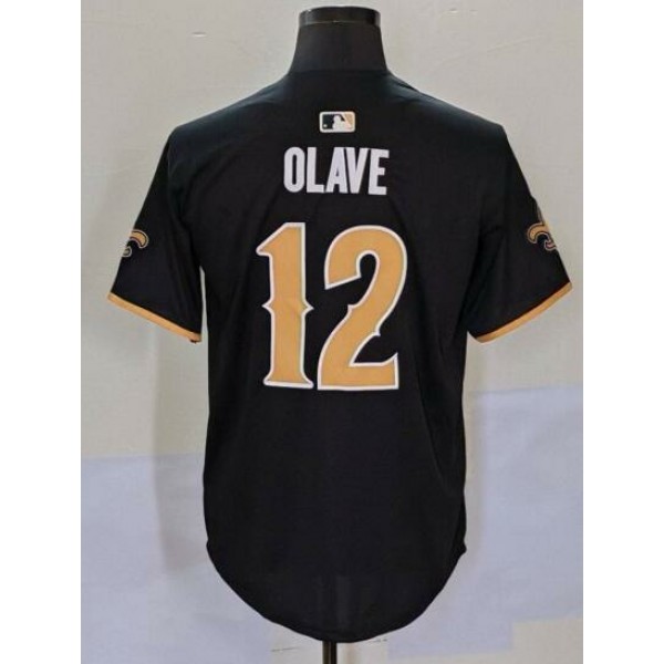 NO.Saints #12 Chris Olave Black CB Stitched Jersey