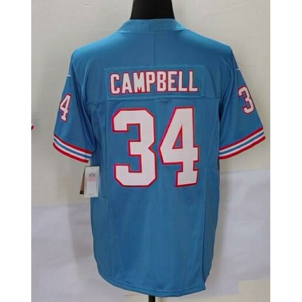 T.Titans #34 Earl Campbell Light Blue Stitched jersey