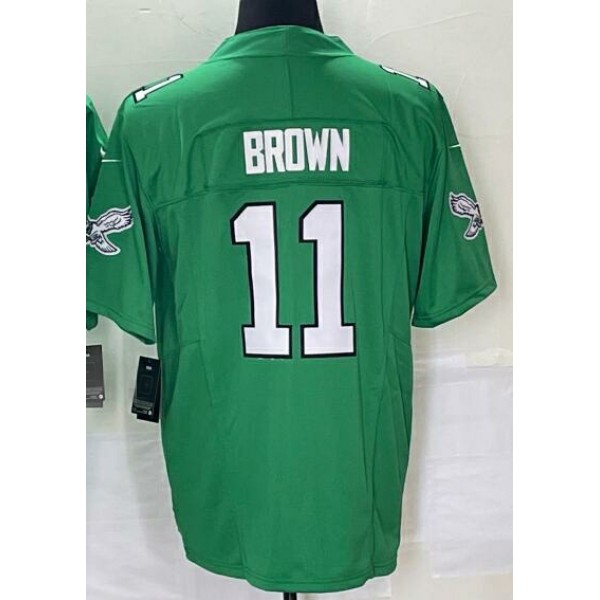 P.Eagles #11 A. J. Brown Green F.U.S.E. Stitched jersey