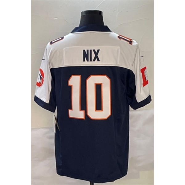 D.Broncos #10 Bo Nix Blue F.U.S.E. Throwback Stitched Jersey