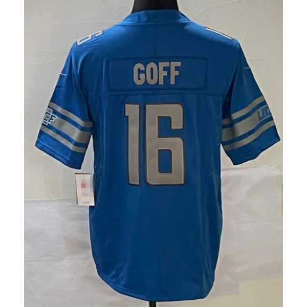 D.Lions #16 Jared Goff Blue Stitched Jersey