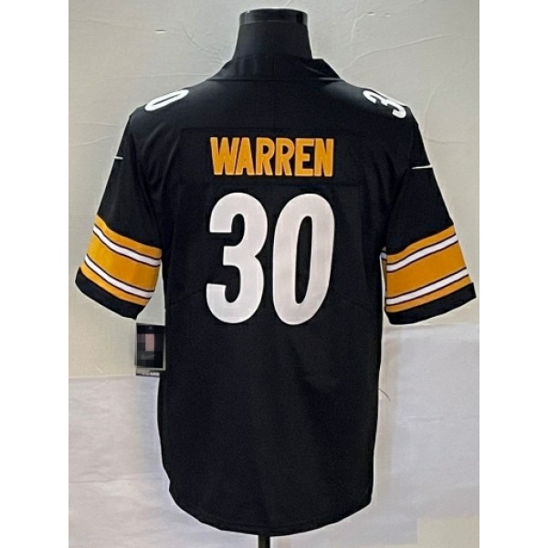 P.Steelers #30 Jaylen Warren Black Stitched Jersey