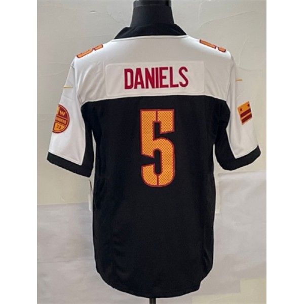 W.Commanders #5 Jayden Daniels White Black-1 Stitched jersey