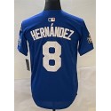 LA.Dodgers #8 Kiké Hernández Blue Stitched Jersey