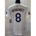 LA.Dodgers #8 Kiké Hernández White Stitched Jersey