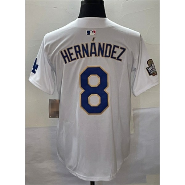 LA.Dodgers #8 Kiké Hernández White Stitched Jersey