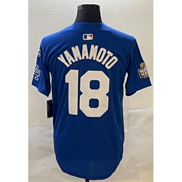 LA.Dodgers #18 Yoshinobu Yamamoto Blue Stitched Jersey