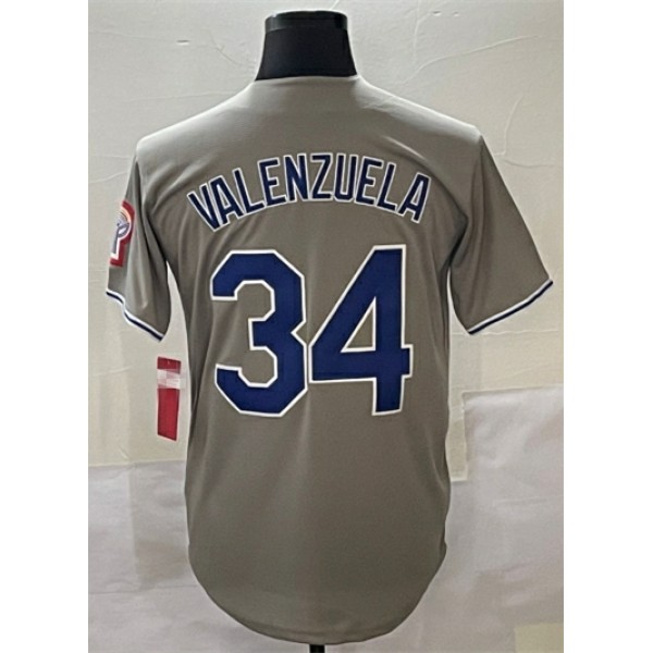 LA.Dodgers #34 Toro Valenzuela Thrrowback Gray Stitched Jersey