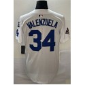 LA.Dodgers #34 Toro Valenzuela White Stitched Jersey