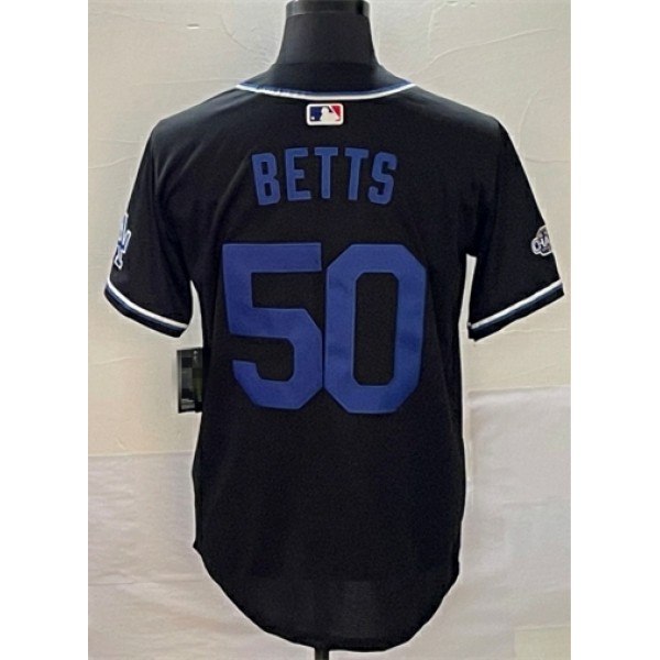 LA.Dodgers #50 Mookie Betts Black-2 Sttiched Jersey