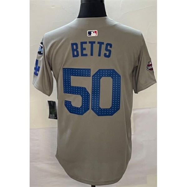 LA.Dodgers #50 Mookie Betts Gray Sttiched Jersey