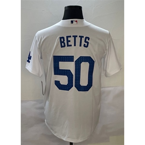 LA.Dodgers #50 Mookie Betts White-1 Sttiched Jersey