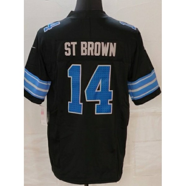 D.Lions #14 Amon-Ra St. Brown Black F.U.S.E. Stitched Jersey