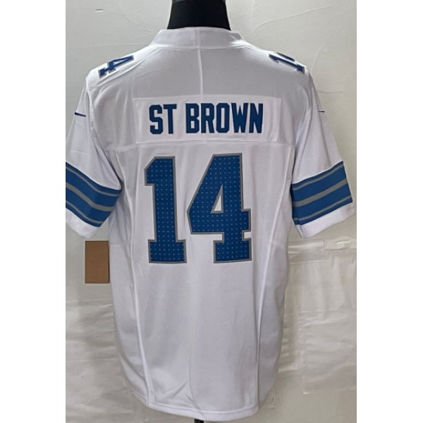 D.Lions #14 Amon-Ra St. Brown White F.U.S.E. Stitched jersey