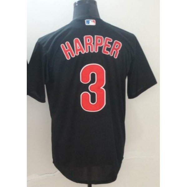 P.Phillies #3 Bryce Harper Black Stitched Jersey