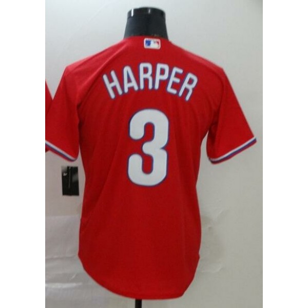 P.Phillies #3 Bryce Harper Red Stitched Jersey