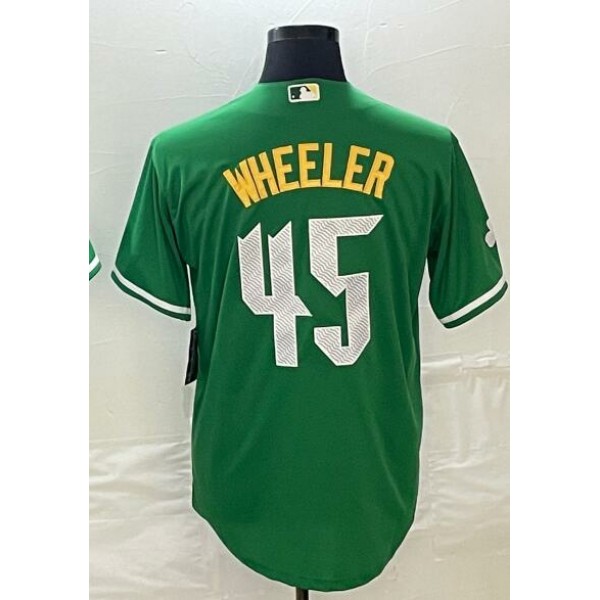 P.Phillies #45 Zack Wheeler Green City Connect Stitched Jersey