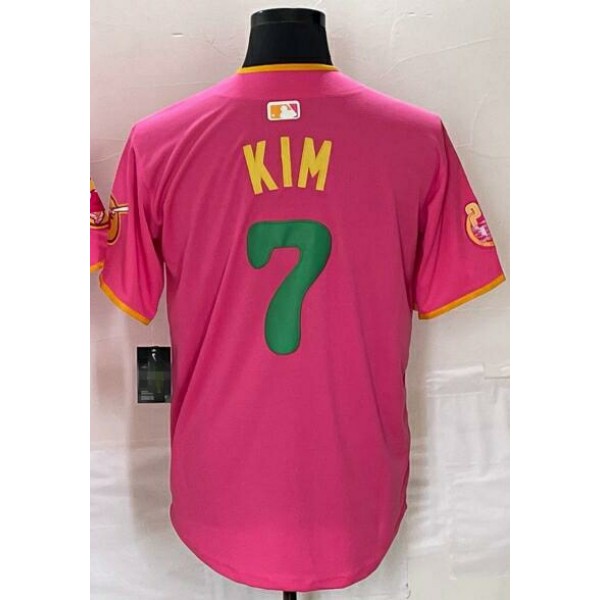 SD.Padres #7 Ha-Seong Kim Pink Stitched Jersey