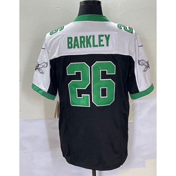 P.Eagles #26 Saquon Barkley Black White Stitched jersey